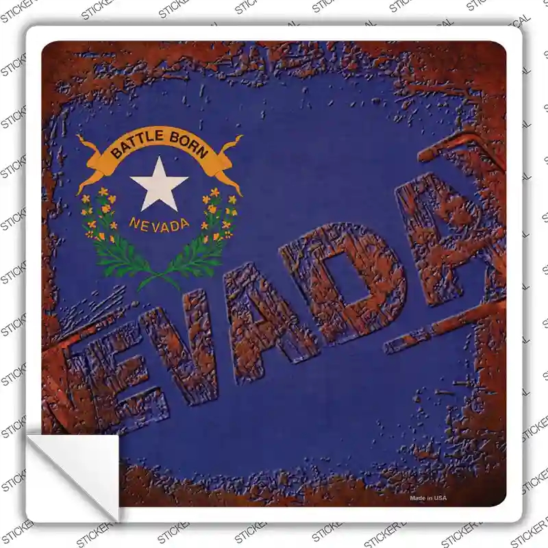SQ-970s-XL Nevada Rusty Stamped Novelty Square Sticker Decal - Extra Large