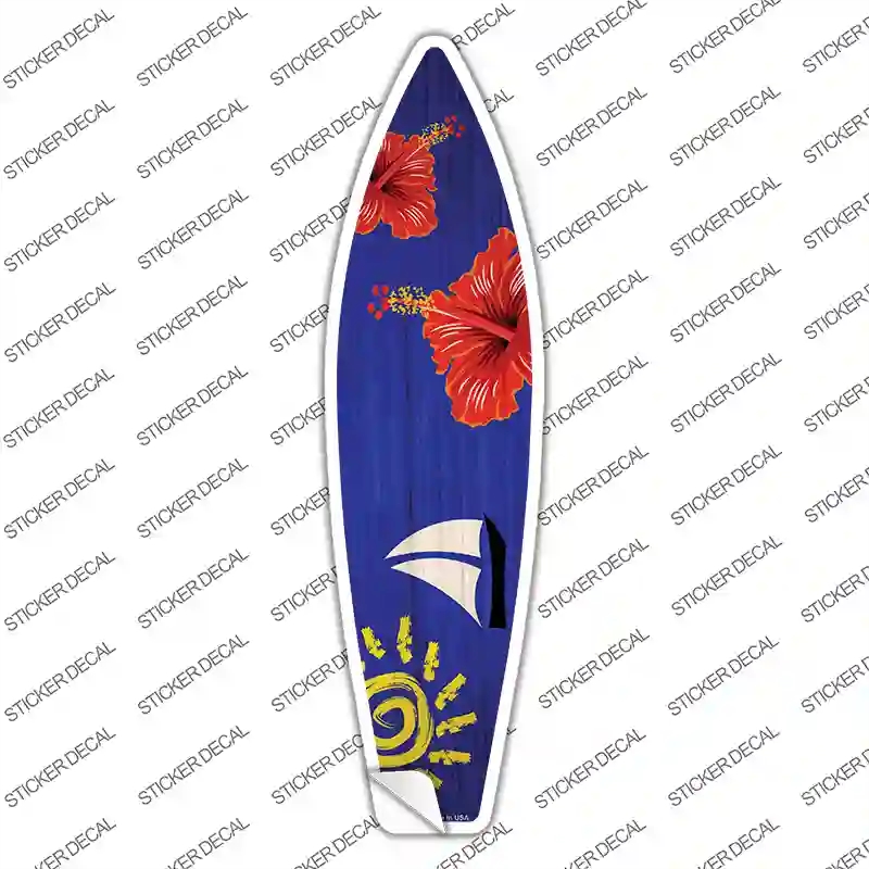 SB-330s-S Sailboat with Big Sun Novelty Surfboard Sticker Decal - Small