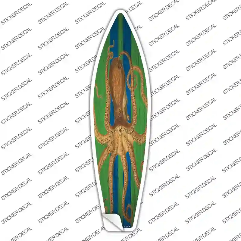 SB-373s-S Octopus Blue Striped Novelty Surfboard Sticker Decal - Small