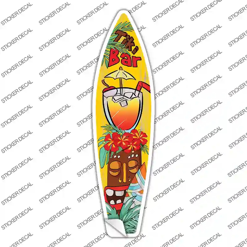 SB-228s-L Tiki Bar with Drink Novelty Surfboard Sticker Decal - Large