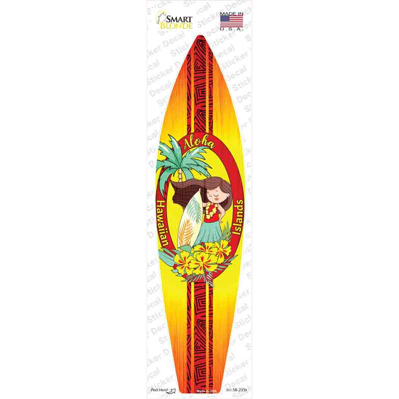 SB-235s-M Aloha Hawaiian Islands Novelty Surfboard Sticker Decal - Medium