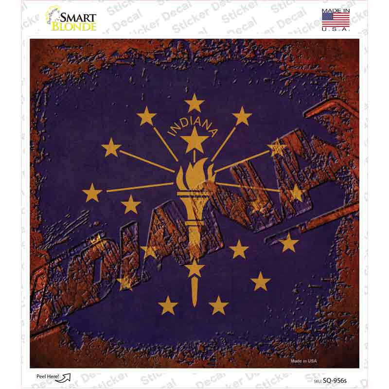 SQ-956s-M Indiana Rusty Stamped Novelty Square Sticker Decal - Medium