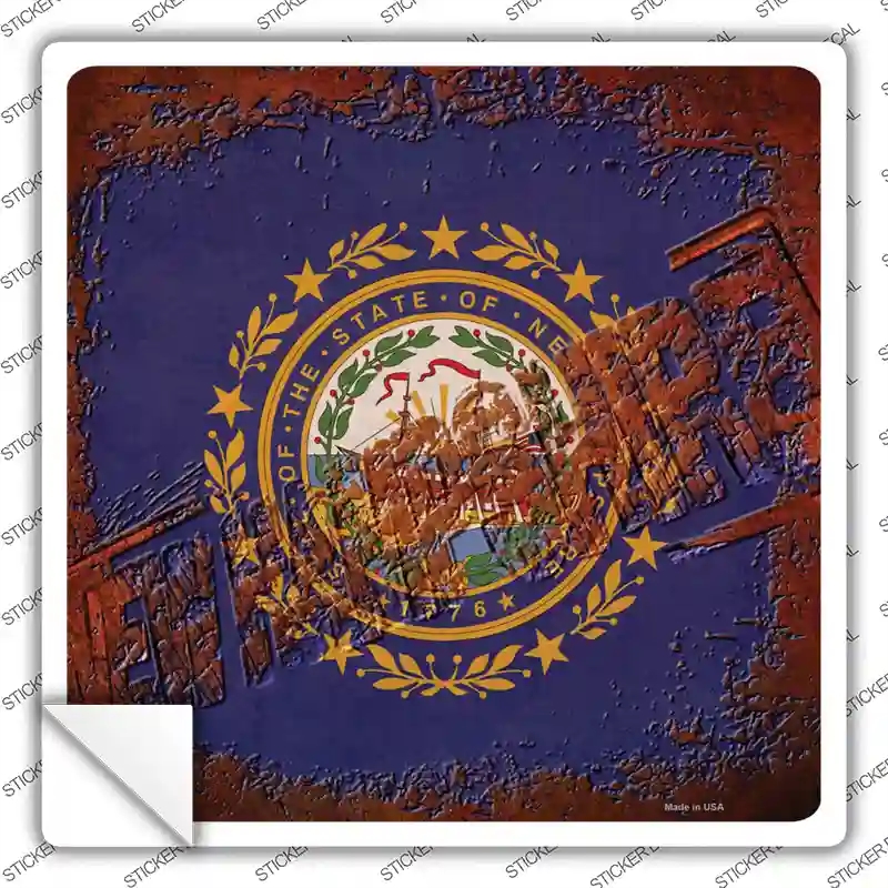 SQ-971s-S   Hampshire Rusty Stamped Novelty Square Sticker Decal - Small
