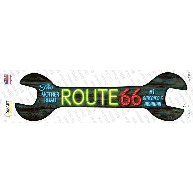 W-054s-M Neon Route 66 Novelty Wrench Sticker Decal - Medium