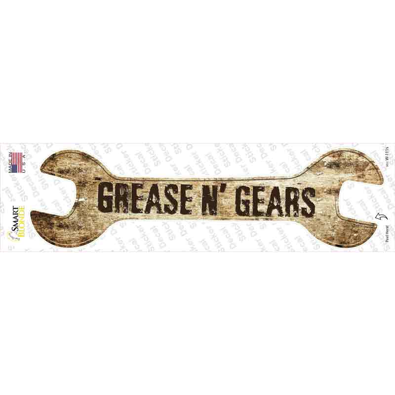 W-111s-M Grease & Gears Novelty Wrench Sticker Decal - Medium