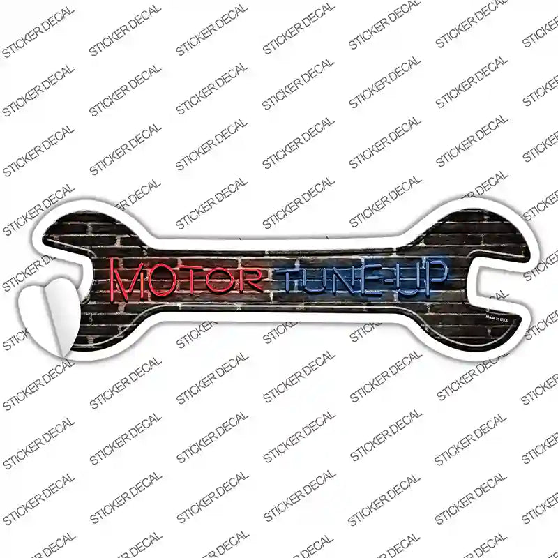 W-129s-S Motor Tune Up Novelty Wrench Sticker Decal - Small