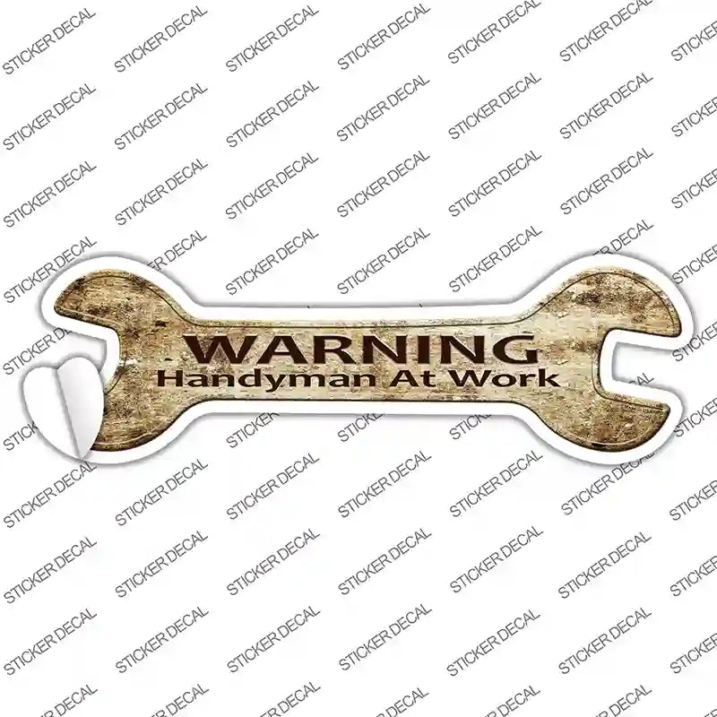 W-146s-L Handyman At Work Novelty Wrench Sticker Decal - Large