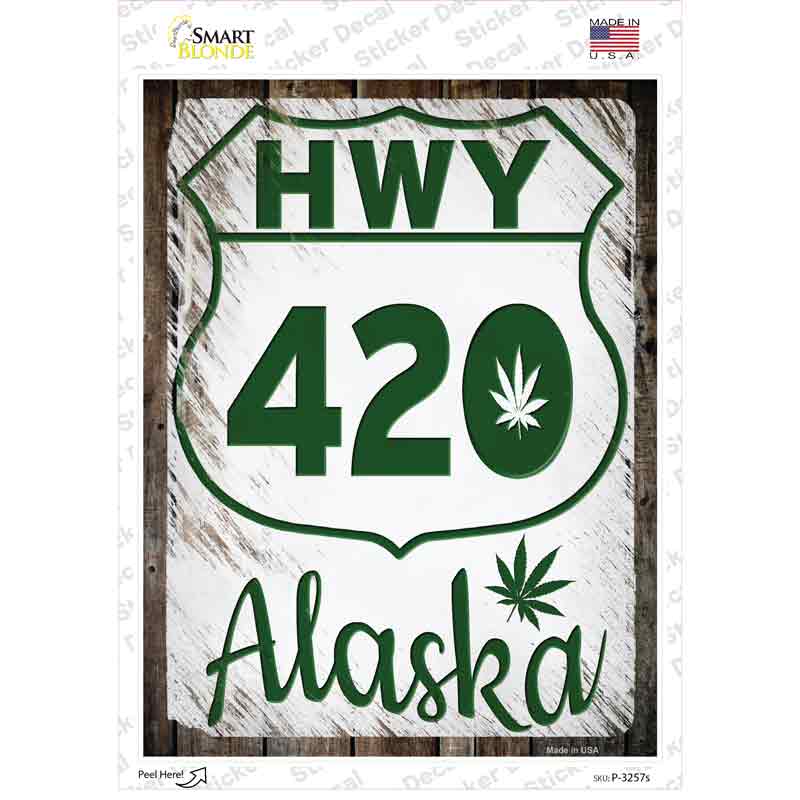P-3257s-M HWY 420 Alaska Novelty Rectangle Sticker Decal - Medium