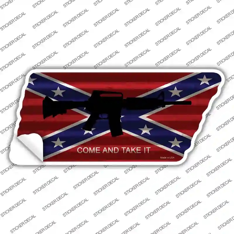 TN-288s-S Come & Take It Novelty Corrugated Tennessee Shape Sticker Decal - Small