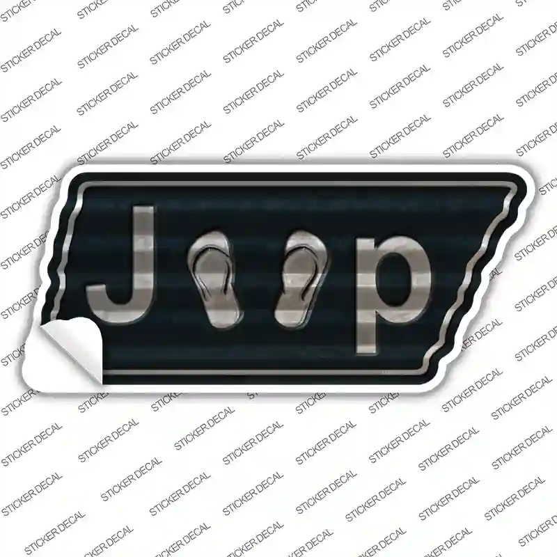 TN-295s-S J-P Flip Flops Novelty Corrugated Tennessee Shape Sticker Decal - Small