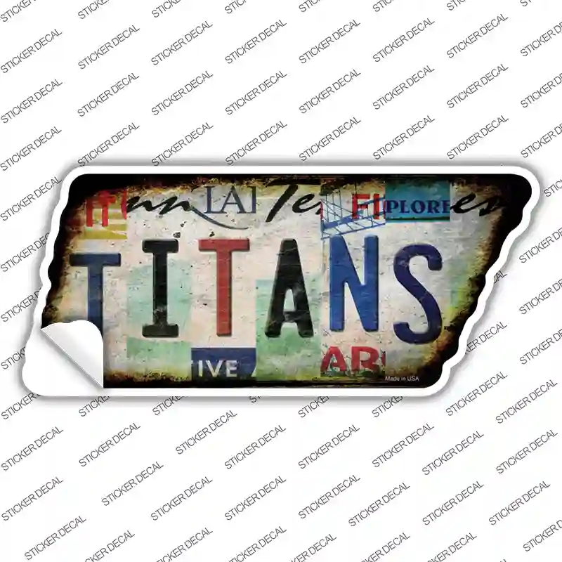 TN-191s-L Titans Strip Art Novelty Rusty Tennessee Shape Sticker Decal - Large