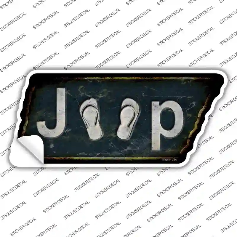 TN-197s-XL J-P Flip Flops Novelty Rusty Tennessee Shape Sticker Decal - Extra Large