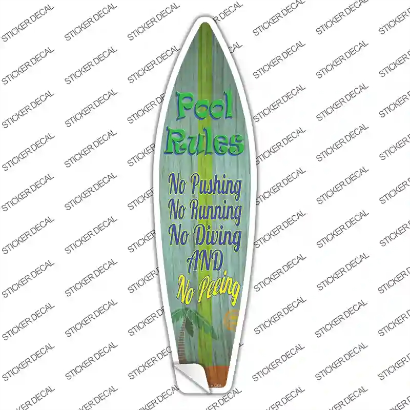 SB-314s-L Pool Rules No Peeing Novelty Surfboard Sticker Decal - Large