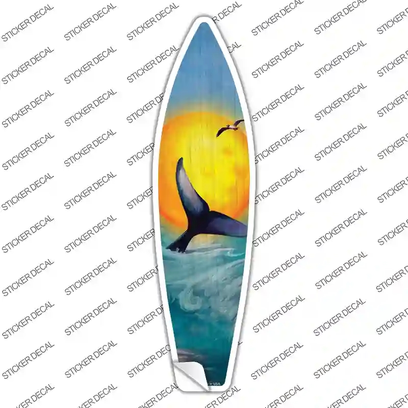 SB-343s-S Whale & Sunset Novelty Surfboard Sticker Decal - Small