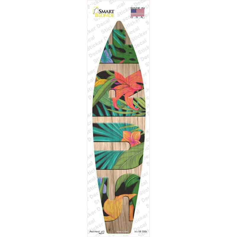 SB-350s-M Surf with Flowers Novelty Surfboard Sticker Decal - Medium