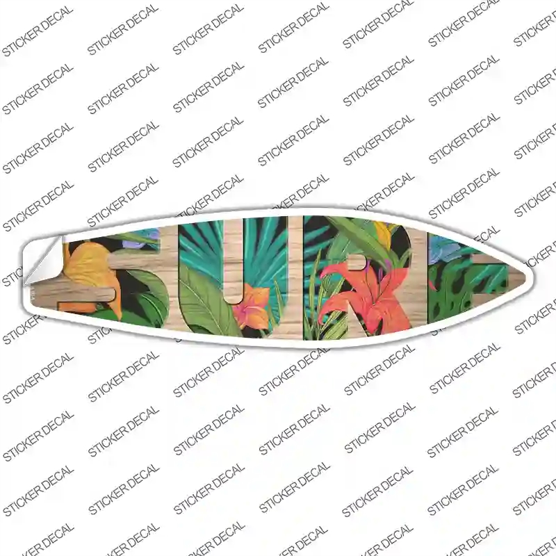 SB-350s-S Surf with Flowers Novelty Surfboard Sticker Decal - Small