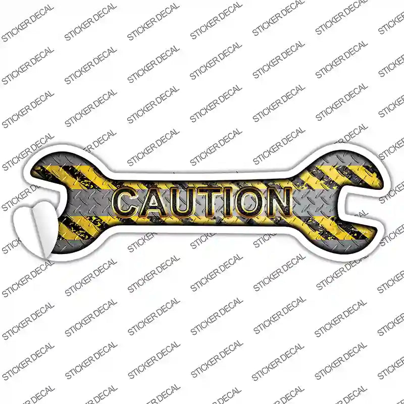 W-029s-S Caution Novelty Wrench Sticker Decal - Small