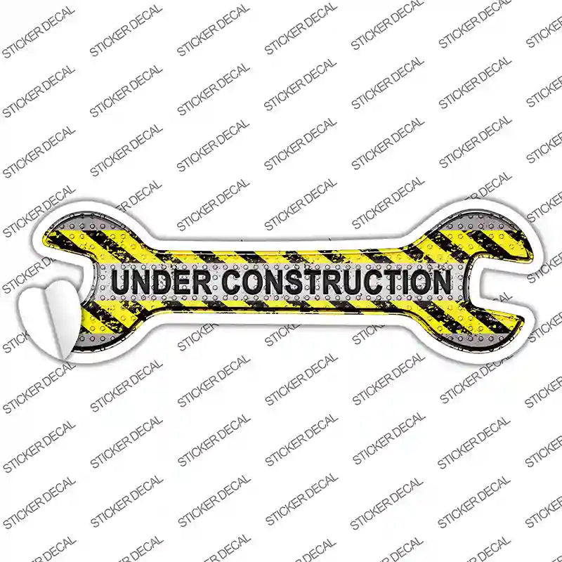 W-030s-S Under Construction Novelty Wrench Sticker Decal - Small