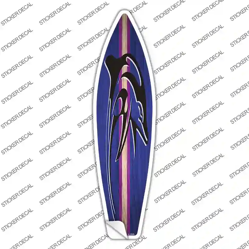 SB-386s-S Dolphin Purple Striped Novelty Surfboard Sticker Decal - Small