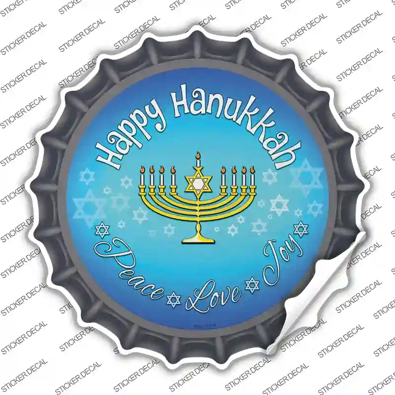 BC-723s-S Happy Hanukkah Novelty Bottle Cap Sticker Decal - Small