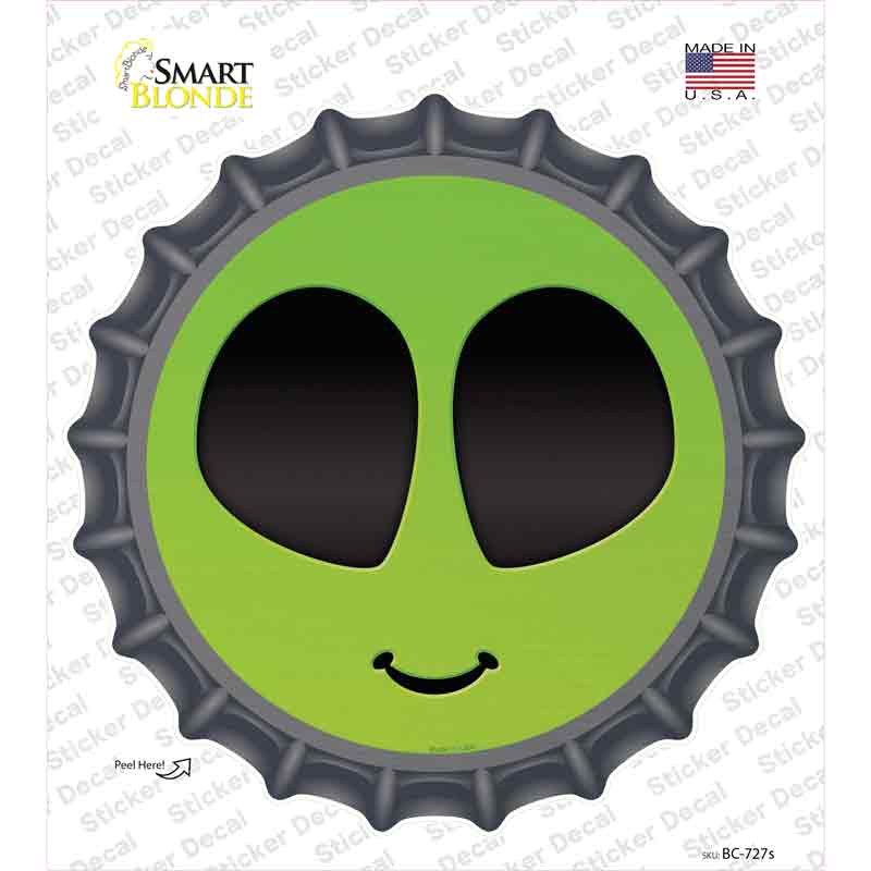 BC-727s-M Alien Smile Face Novelty Bottle Cap Sticker Decal - Medium
