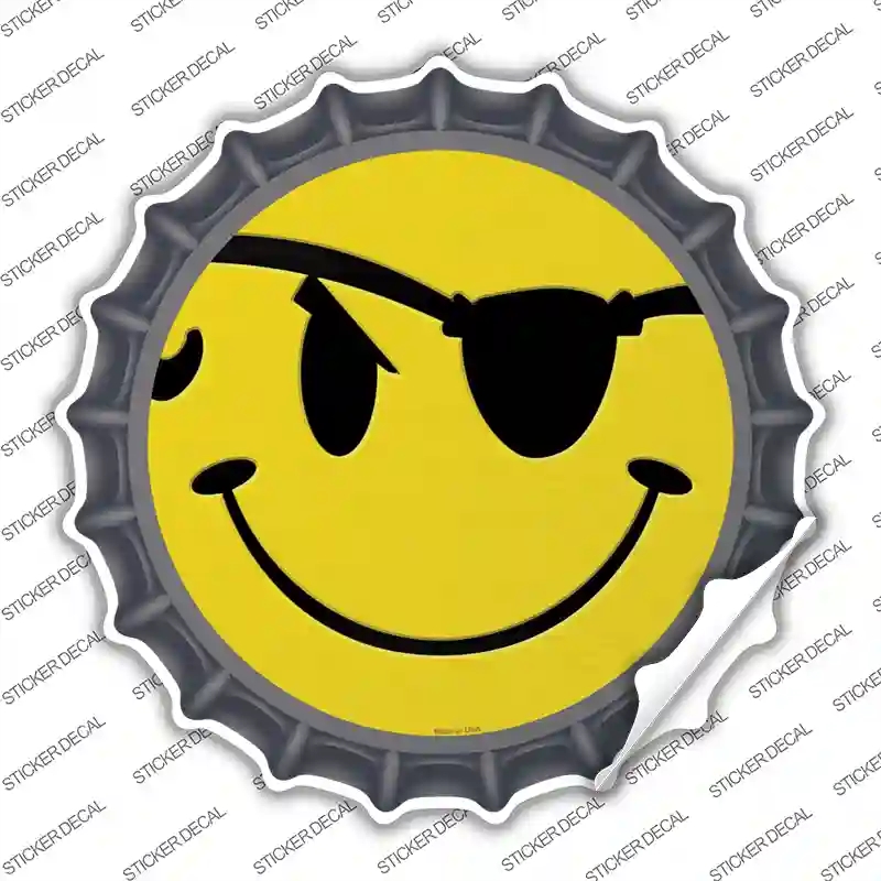 BC-730s-S Eye Patch Smile Novelty Bottle Cap Sticker Decal - Small