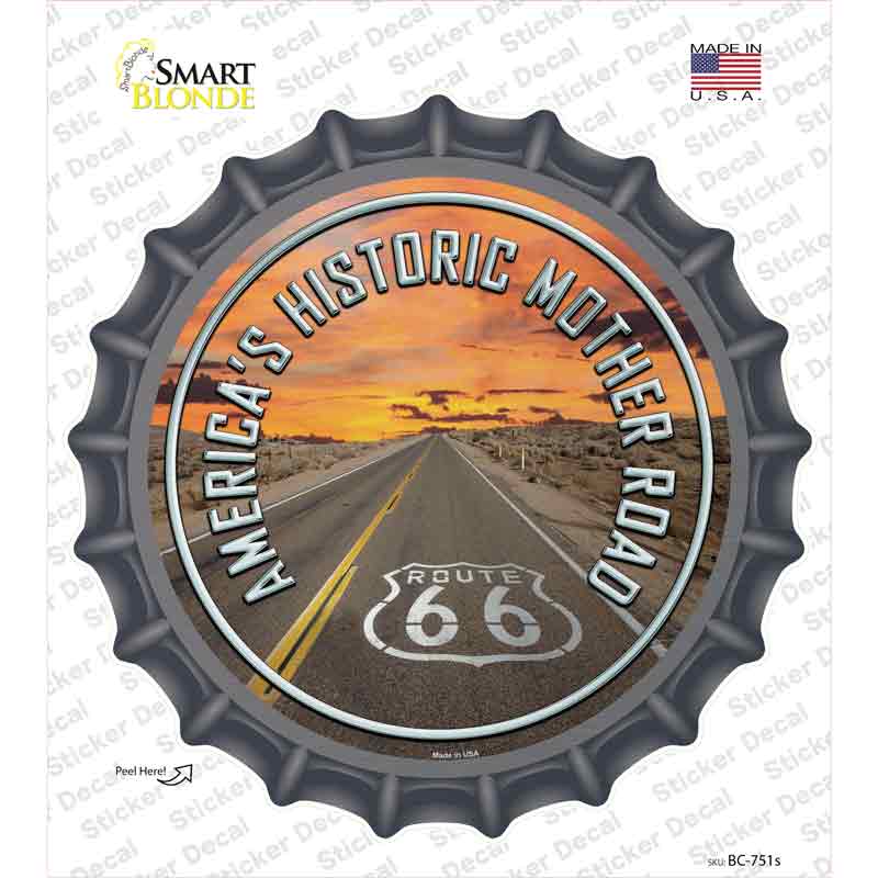 BC-751s-M Mother Road Route 66 Novelty Bottle Cap Sticker Decal - Medium