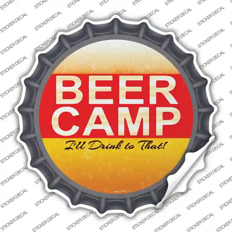 BC-753s-L Beer Camp Novelty Bottle Cap Sticker Decal - Large