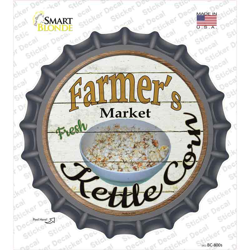 BC-800s-M Farmers Market Kettle Corn Novelty Bottle Cap Sticker Decal - Medium