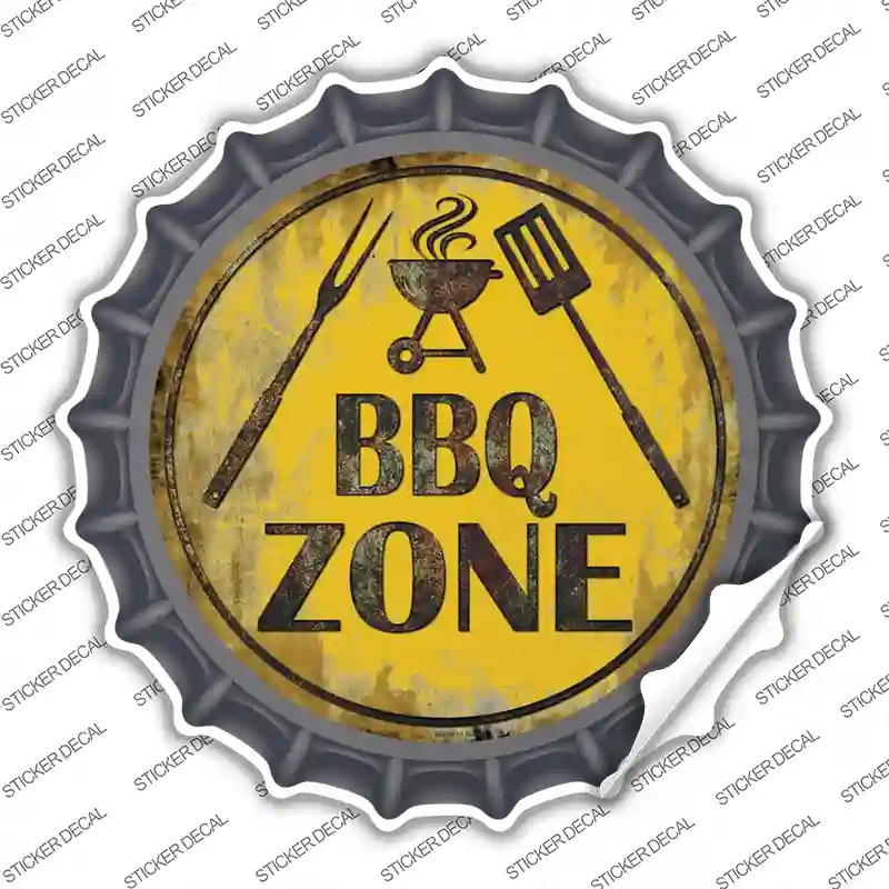 BC-837s-L BBQ Zone Novelty Bottle Cap Sticker Decal - Large