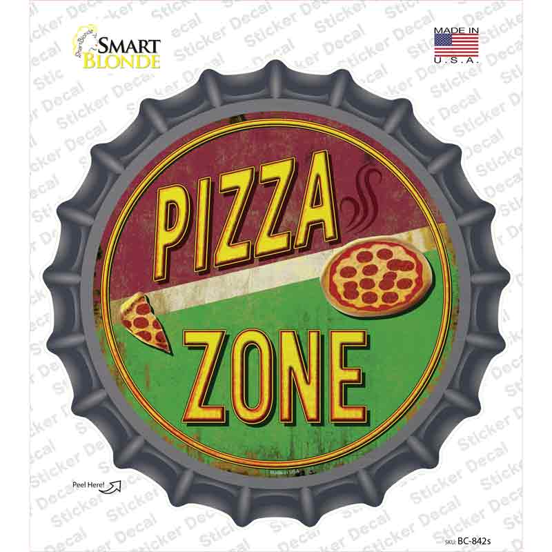 BC-842s-M Pizza Zone Novelty Bottle Cap Sticker Decal - Medium