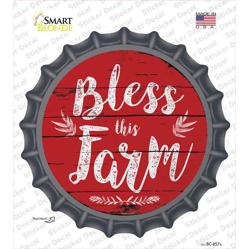 BC-857s-M Bless This Farm Novelty Bottle Cap Sticker Decal - Medium