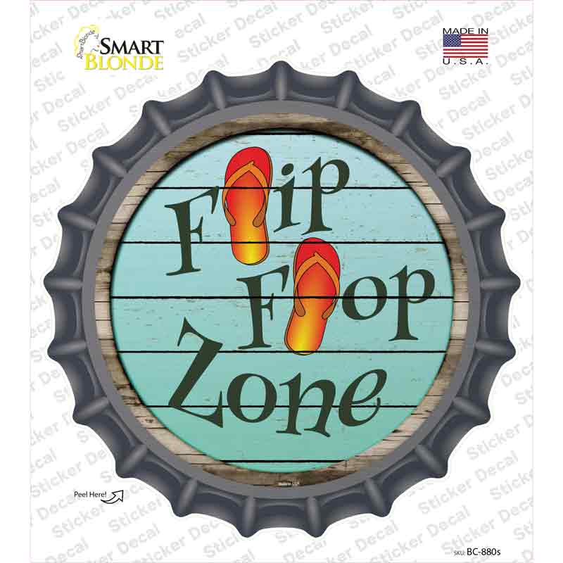 BC-880s-M Orange Flip Flop Zone Novelty Bottle Cap Sticker Decal - Medium