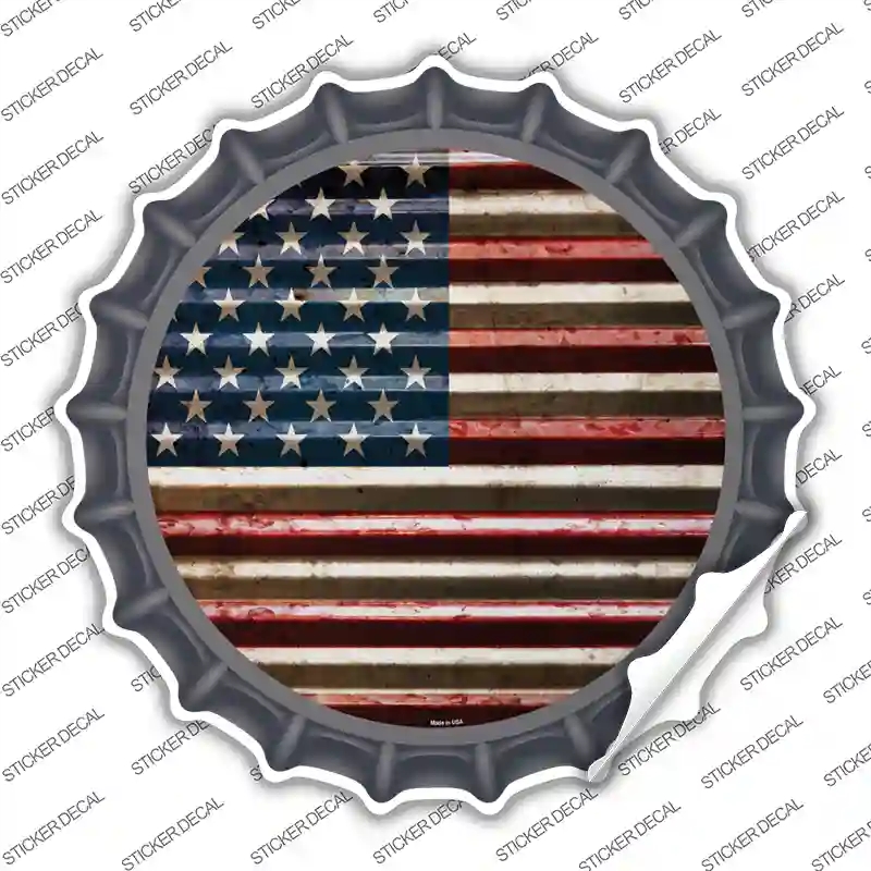 BC-894s-L American Flag Novelty Bottle Cap Sticker Decal - Large