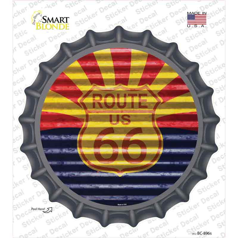 BC-896s-M Route 66 Arizona Flag Novelty Bottle Cap Sticker Decal - Medium