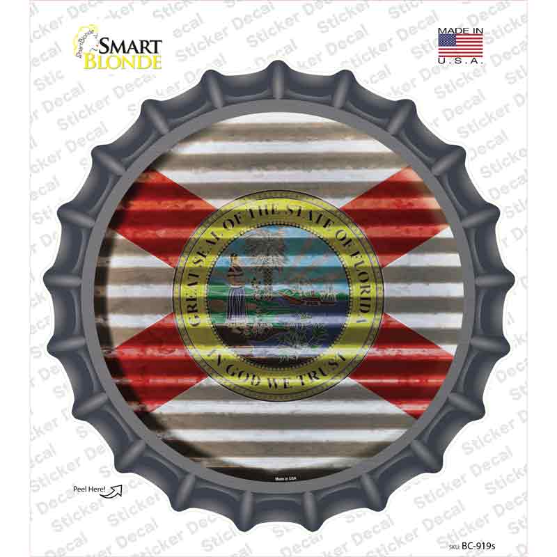 BC-919s-M Florida Flag Corrugated Novelty Bottle Cap Sticker Decal - Medium