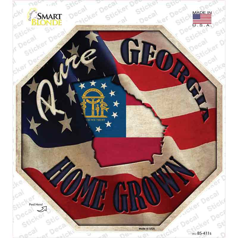 BS-411s-M Georgia Home Grown Novelty Octagon Sticker Decal - Medium