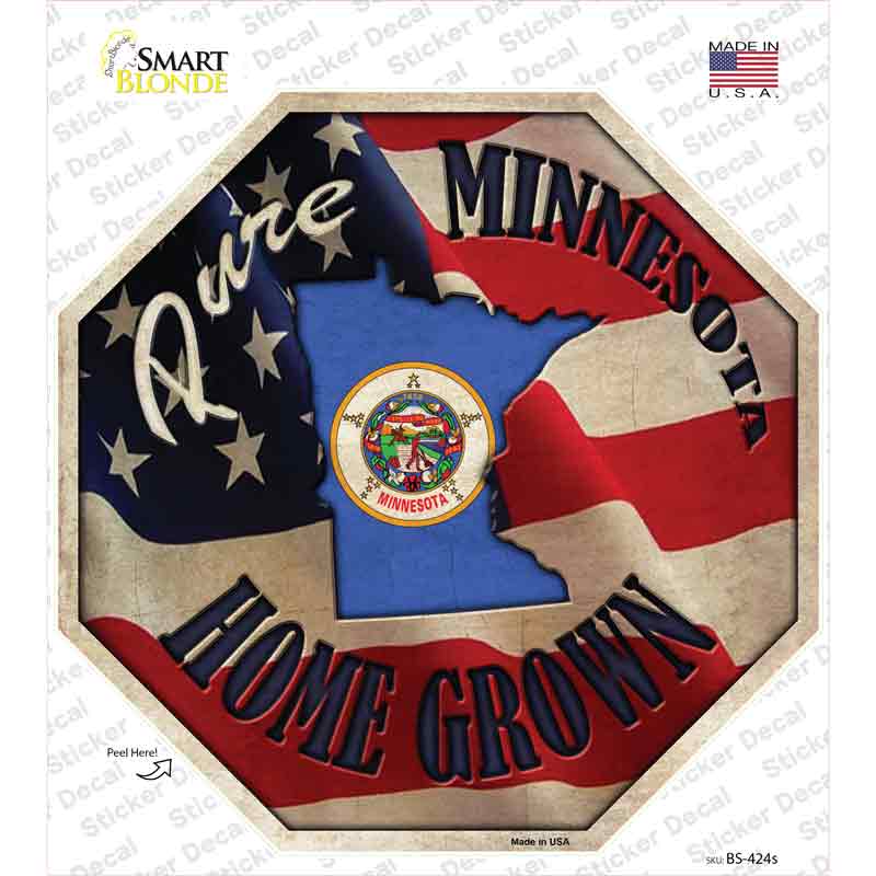 BS-424s-M Minnesota Home Grown Novelty Octagon Sticker Decal - Medium