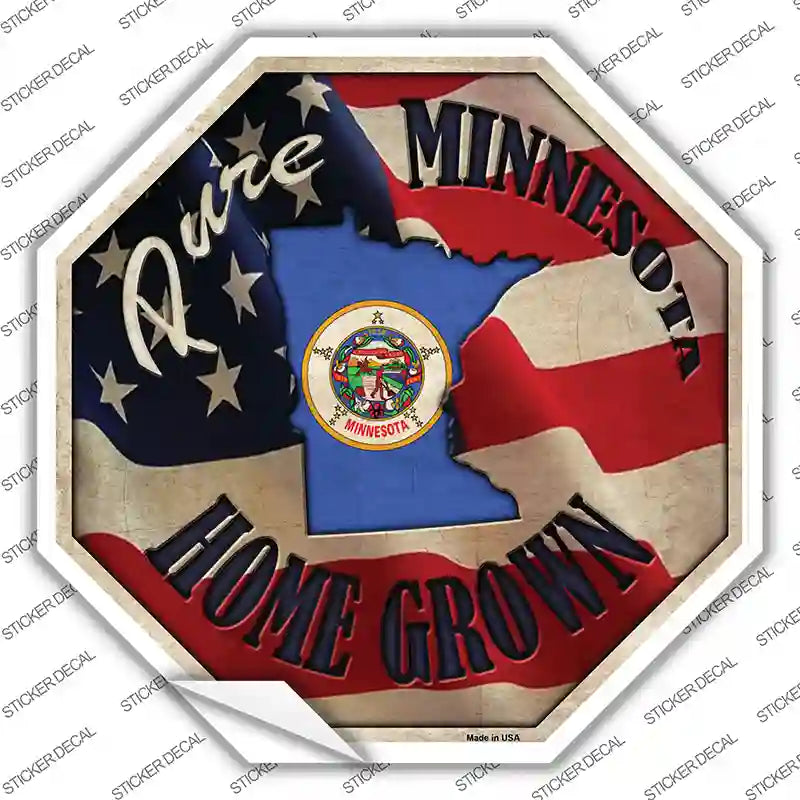 BS-424s-S Minnesota Home Grown Novelty Octagon Sticker Decal - Small