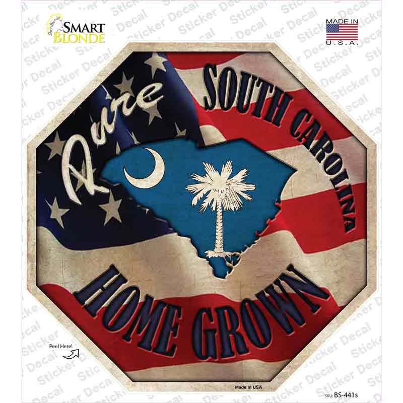 BS-441s-M South Carolina Home Grown Novelty Octagon Sticker Decal - Medium
