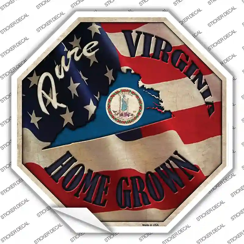 BS-447s-L Virginia Home Grown Novelty Octagon Sticker Decal - Large