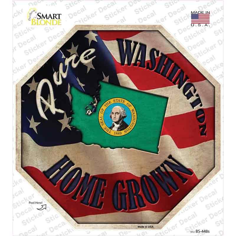 BS-448s-M Washington Home Grown Novelty Octagon Sticker Decal - Medium