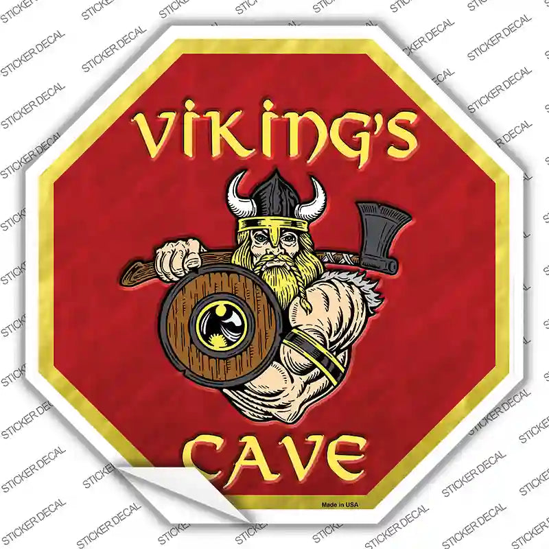 BS-456s-S Vikings Cave Novelty Octagon Sticker Decal - Small