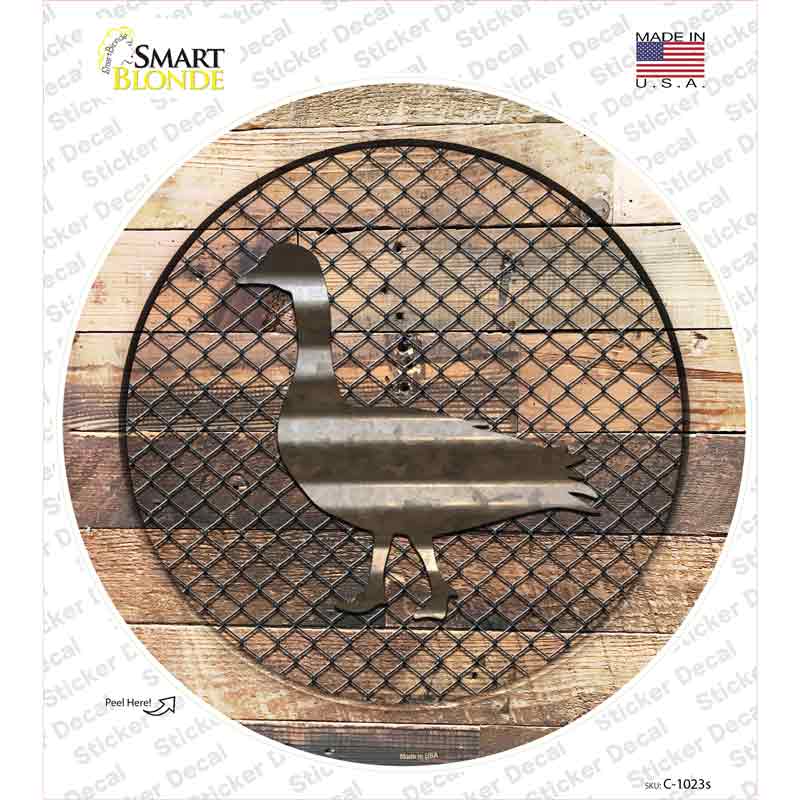 C-1023s-M Duck on Wood Novelty Circle Sticker Decal - Medium