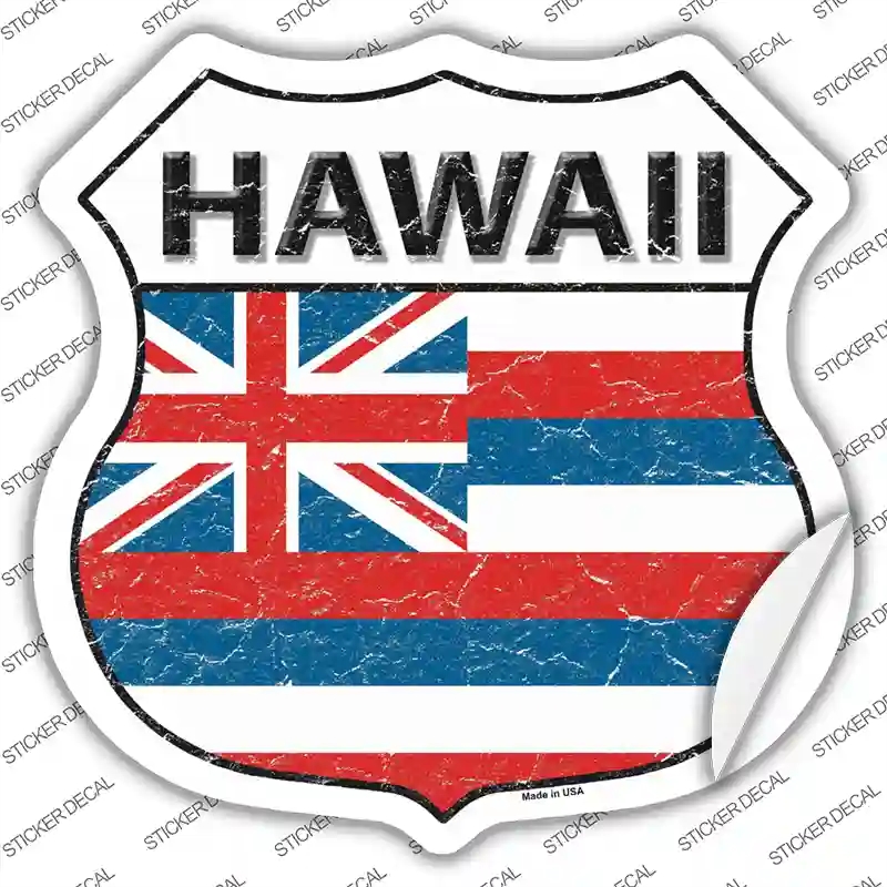 HS-119s-XL Hawaii Flag Novelty Highway Shield Sticker Decal - Extra Large