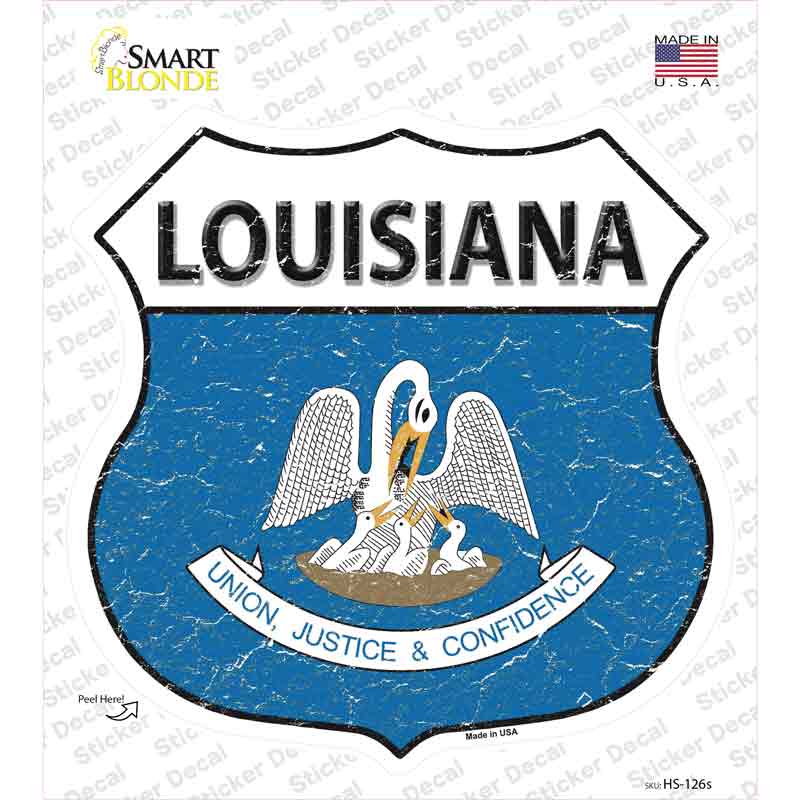 HS-126s-M Louisiana Flag Novelty Highway Shield Sticker Decal - Medium