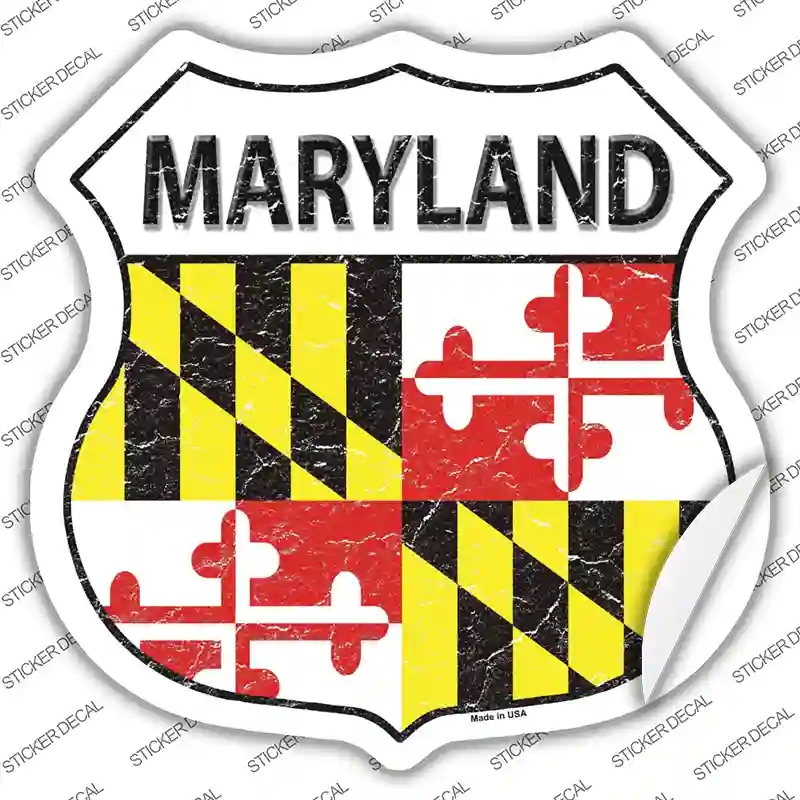 HS-128s-XL Maryland Flag Novelty Highway Shield Sticker Decal - Extra Large