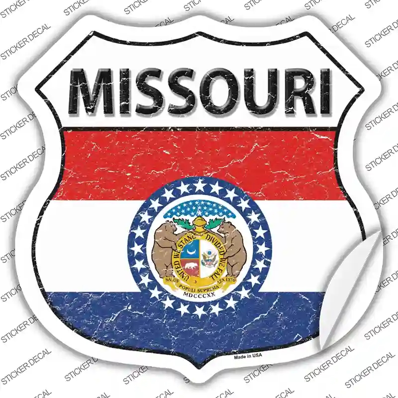 HS-133s-S Missouri Flag Novelty Highway Shield Sticker Decal - Small
