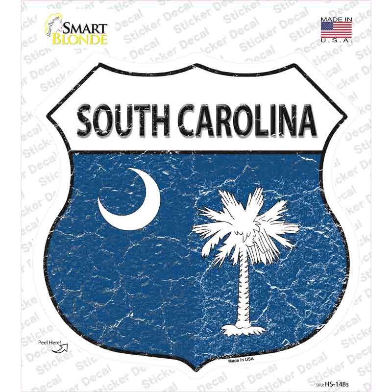 HS-148s-M South Carolina Flag Novelty Highway Shield Sticker Decal - Medium