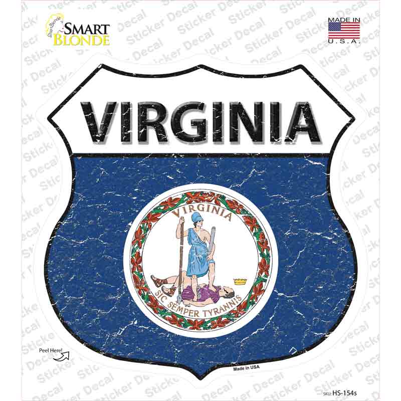 HS-154s-M Virginia Flag Novelty Highway Shield Sticker Decal - Medium